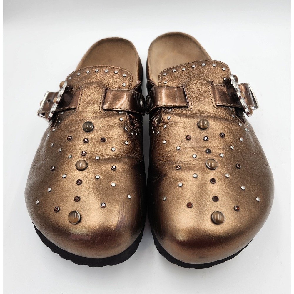 Birkenstock Betula‎ Clogs Unisex M8/W10 Gold Boston Bronze Studded Slip On Shoes